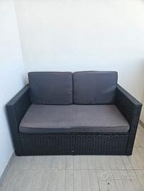 Tectake Divano biposto da esterni + puff modulabil