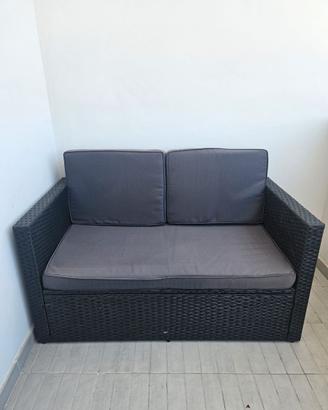 Tectake Divano biposto da esterni + puff modulabil