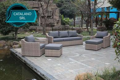 Set divano da esterno in alluminio e wicker