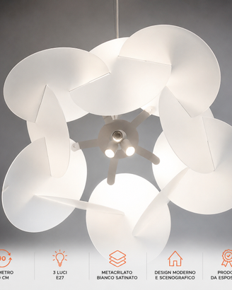 Lampadario Maxi Bea Emporium Ø 90 cm Bianco Satina