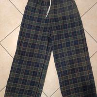 Pantaloni a gamba larga, a quadri verdi