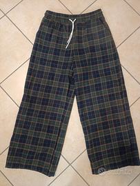 Pantaloni a gamba larga, a quadri verdi