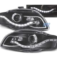 FARI AUDI A4 B7 LUCE DIURNA A LED FONDO NERO 04-07