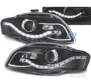 FARI AUDI A4 B7 LUCE DIURNA A LED FONDO NERO 04-07