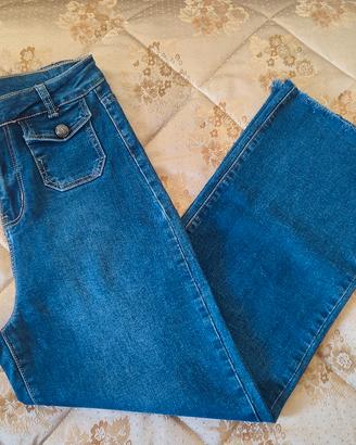 Jeans donna cropped taglia 42 elastic
