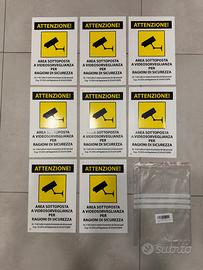 Lotto 8 Cartelli Videosorveglianza PVC A5 da muro