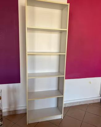 Scaffale/libreria bianco a 5 ripiani