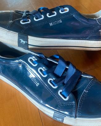 Scarpe sneakers tipo converse blu pelle 42