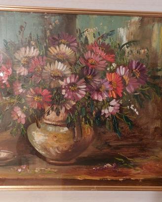 Dipinto Olio "fiori" di Molteni