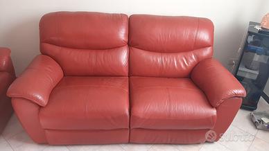 Divano Relax Pelle Cuoio Karibù Corallo