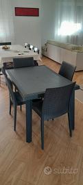 Tavolo  e 4 sedie in PVC da giardino