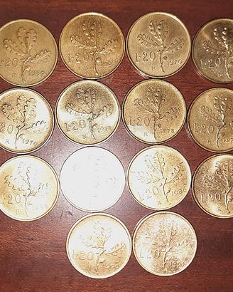 Monete 20 lire Repubblica 1957-1991 lotto 26 pezzi