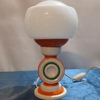 Lampada Da Tavolo Vintage In Vetro e Metallo 