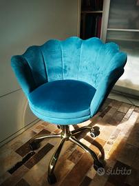 sedia , poltrona, ufficio, scrivania , blu petroli