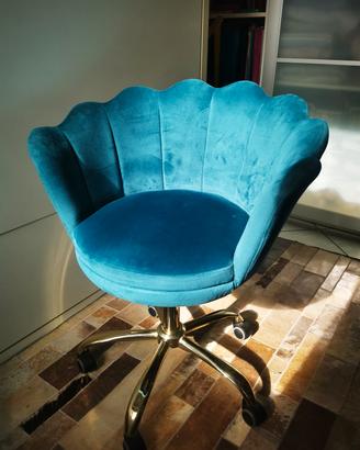 sedia , poltrona, ufficio, scrivania , blu petroli