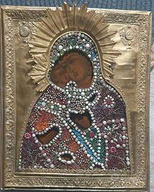 Antica icona russa  "MADRE DI DIO di Vladimir "