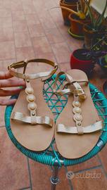 Sandali flat dorati in pelle - Bata - 39
