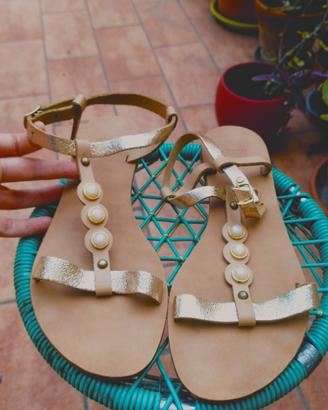 Sandali flat dorati in pelle - Bata - 39