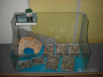 TARTARUGHIERA IN VETRO CM. 80 X 47 ACCESSORIATA