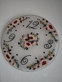 orologio da parete in vetro dipinto a mano