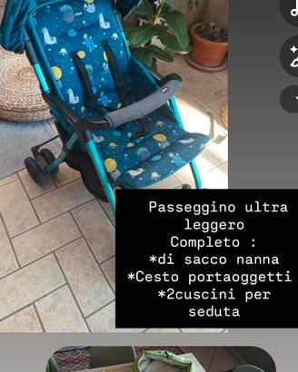 passeggino chicco ultraleggero+cesto portaoggetti 