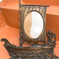 Raro  Porta Foto N.1 Cornice Bronzo Nave 1800