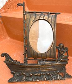 Raro  Porta Foto N.1 Cornice Bronzo Nave 1800