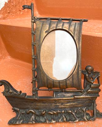 Raro  Porta Foto N.1 Cornice Bronzo Nave 1800