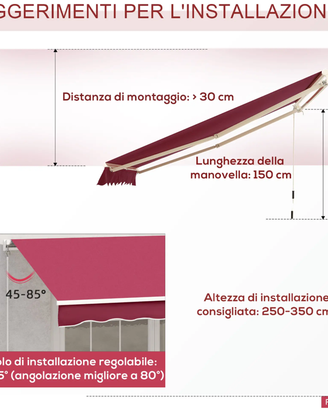 Tenda da sole per esterno a bracci - NUOVA