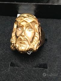 ANELLO VOLTO GESÙ 3D PLACCATO ORO 18K 