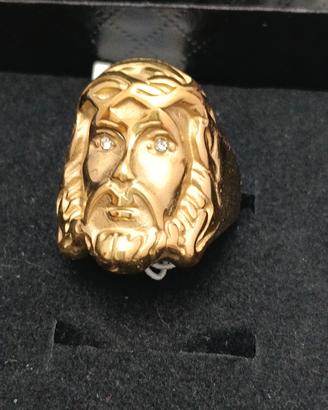 ANELLO VOLTO GESÙ 3D PLACCATO ORO 18K 