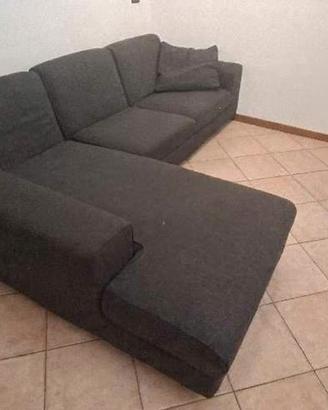 Divano angolare con chaise longue grigio antracite