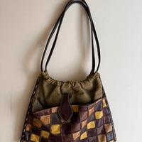 Borsa Artigianale in Pelle Intrecciata Multicolor