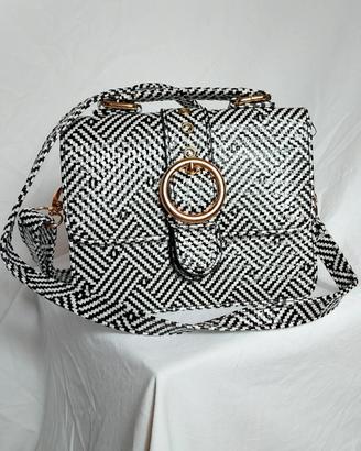 👜 Borsa a tracolla Geometrica Bianco e nero