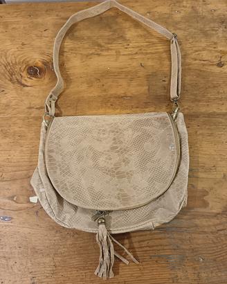 Borsa vera pelle beige