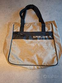 Borsa a spalla Diesel unisex beige e nera nuova