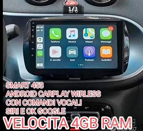 AUTORADIO ANDROID CARPLAY SMART 453 WIRLESS WIFI