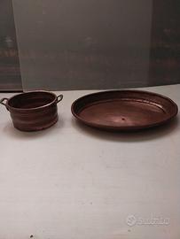 Accoppiata pirofila e bacile in rame