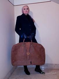 Valigia grande in vera pelle. borsa vintage.