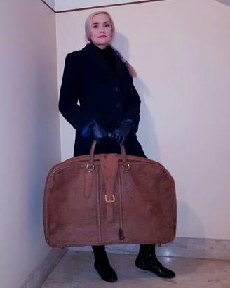 Valigia grande in vera pelle. borsa vintage.