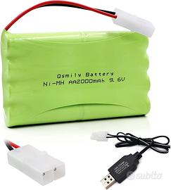Batteria NiMH 9.6V 2000mAh + Cavo USB Tamiya
