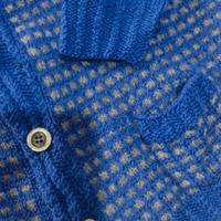 CARDIGAN IN LANA FATTO A MANO AI FERRI COLORE BLUE