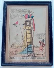 Antica Incisione Inglese Satira Napoleone - 1808