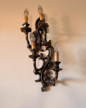Coppia di applique antiche in bronzo lavorato