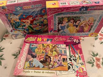 3 maxi floor puzzle principesse clementoni