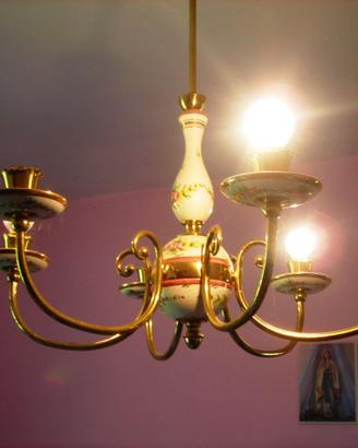 LAMPADARIO CHANDELIER OTTONE 6 LUCI