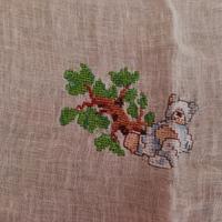 Tenda a vetro ricamata a mano orsetto 