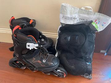 Rollerblades + protezioni ginocchia, polsi, gomiti