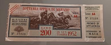 biglietto lotteria ippica di Merano - 1952