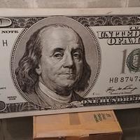 QUADRO CANVAS BIGLIETTO VERDE DA 100 DOLLARI USA 